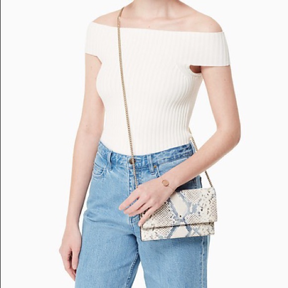 NEW  Kate Spade snake-embossed crossbody / clutch - Picture 1 of 12